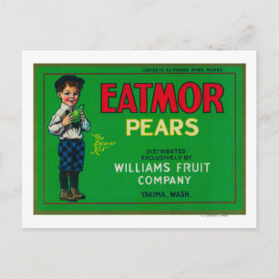 Eatmor Pear Crate LabelYakima, WA Postcard