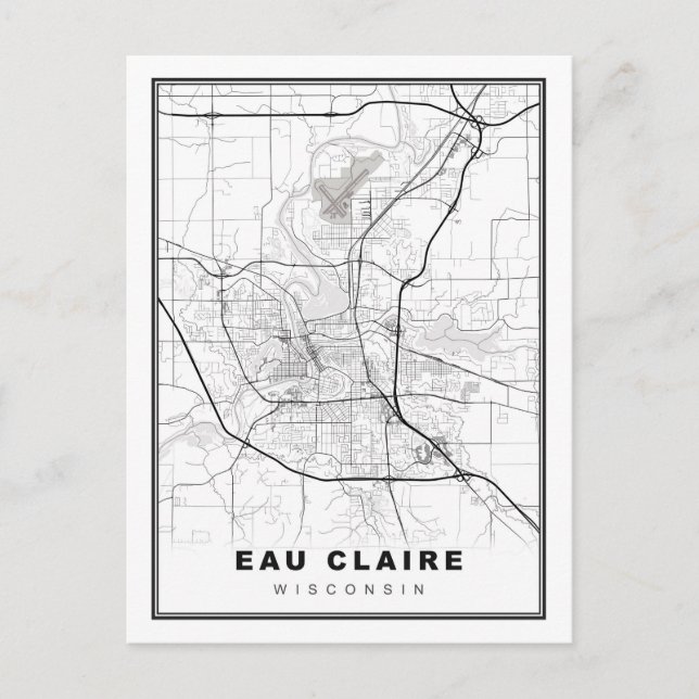 Eau Claire Map Postcard (Front)