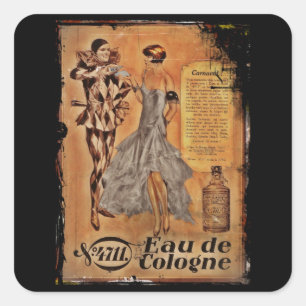 Eau de Cologne Harlequin and Flapper Square Sticker