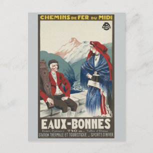 Eaux-Bonnes France Railways Vintage Postcard