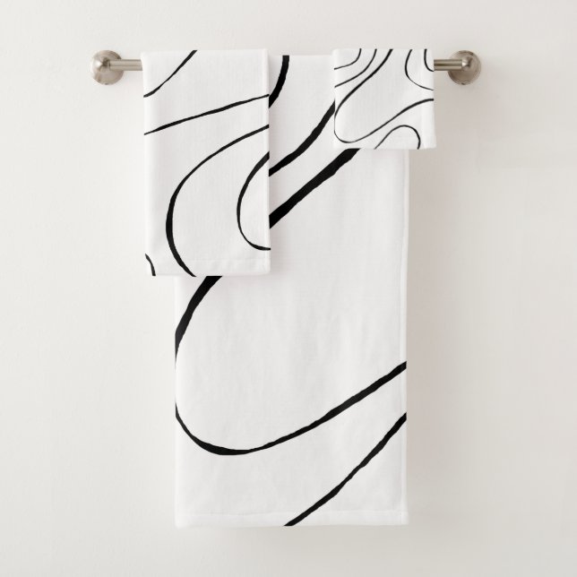 Ebb and Flow 2 - Black and White  Bath Towel Set (Insitu)