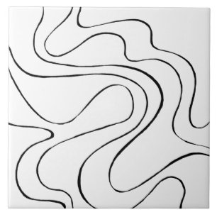 Ebb and Flow 2 - Black and White Ceramic Tile