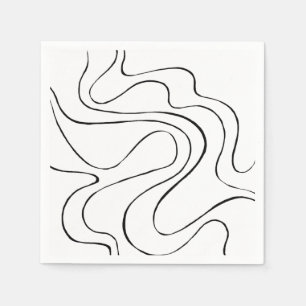 Ebb and Flow 2 - Black and White Napkin