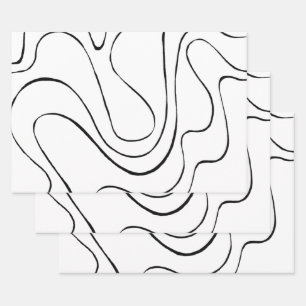 Ebb and Flow 2 - Black and White Wrapping Paper Sheet