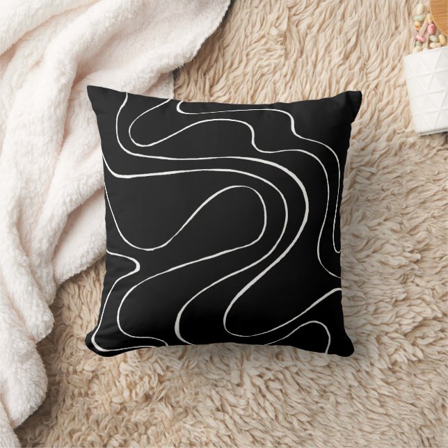 Ebb and Flow 2 - Black on White Cushion (Blanket)