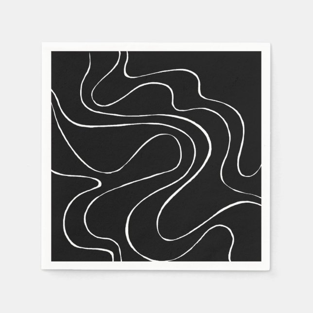 Ebb and Flow 2 - Black on White Napkin (Front)