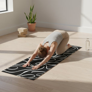 Ebb and Flow 2 - Black on White Set Yoga Mat