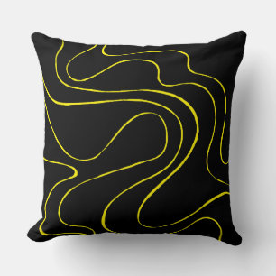 Ebb and Flow 2 in Black and Yellow Cushion