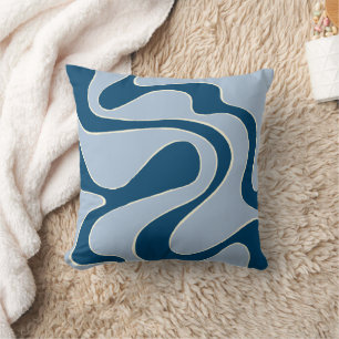 Ebb and Flow 2 in Dark Blue, Light Blue and Cream Cushion