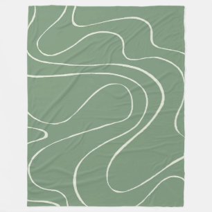Ebb and Flow 2 in Green Fleece Blanket