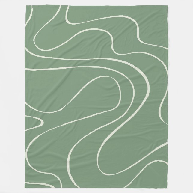 Ebb and Flow 2 in Green Fleece Blanket (Front)