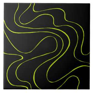 Ebb and Flow 2 in Lime Green and Black Ceramic Tile