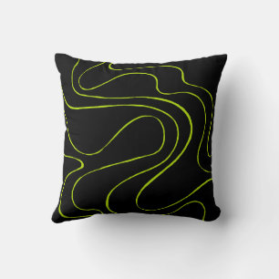 Ebb and Flow 2 in Lime Green and Black Cushion