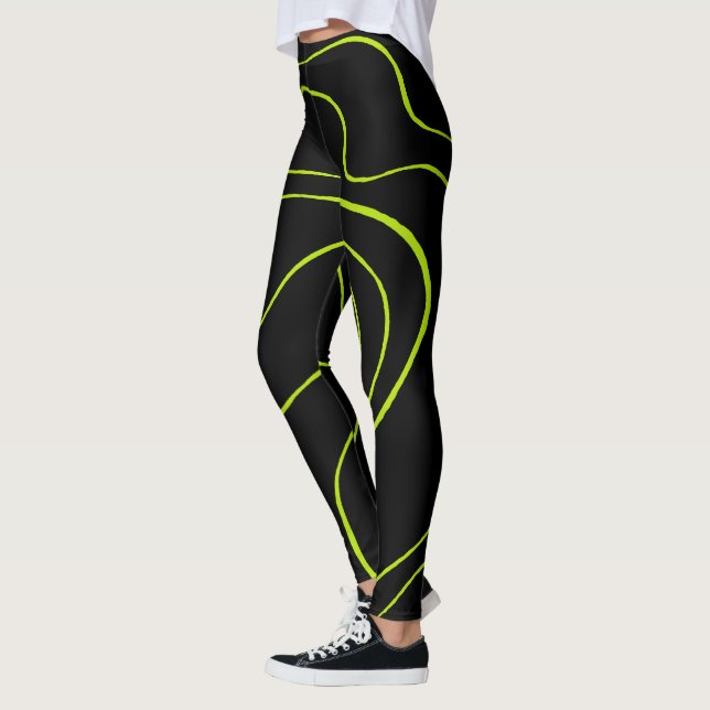 Ebb and Flow 2 in Lime Green and Black Leggings (Left)