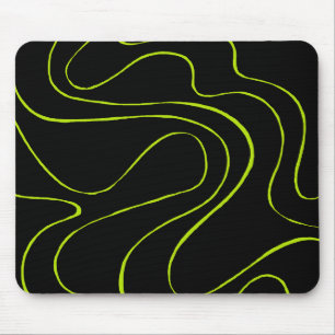 Ebb and Flow 2 in Lime Green and Black Mouse Pad