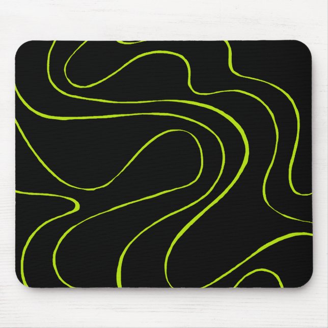 Ebb and Flow 2 in Lime Green and Black Mouse Pad (Front)