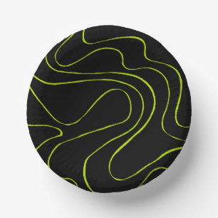 Ebb and Flow 2 in Lime Green and Black Paper Plate