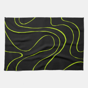 Ebb and Flow 2 in Lime Green and Black Tea Towel