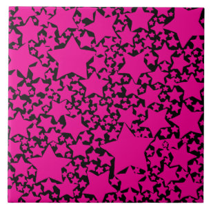 Ebb and Flow 2 in Magenta and Black Ceramic Tile