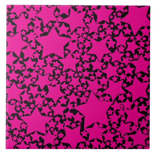 Ebb and Flow 2 in Magenta and Black Ceramic Tile (Front)