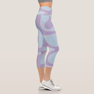 Ebb and Flow 2 in Pink, Lilac, and Blue Capri Leggings