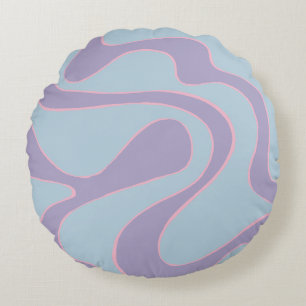 Ebb and Flow 2 in Pink, Lilac, and Blue Round Cushion