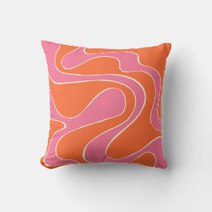 Ebb and Flow 2 in Pink, Orange and Cream Cushion