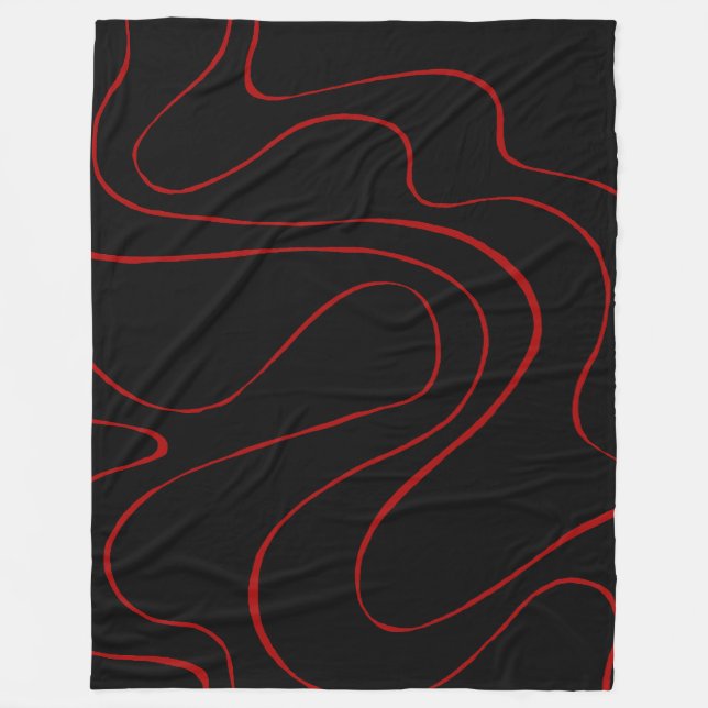 Ebb and Flow 2 in Red and Black Fleece Blanket (Front)