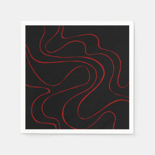 Ebb and Flow 2 in Red and Black Napkin