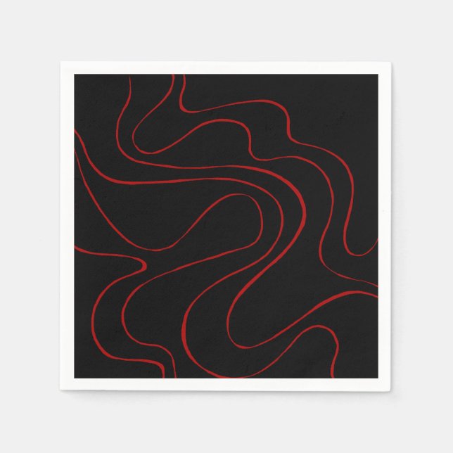 Ebb and Flow 2 in Red and Black Napkin (Front)