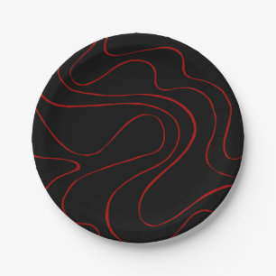 Ebb and Flow 2 in Red and Black Paper Plate