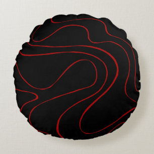 Ebb and Flow 2 in Red and Black Round Cushion