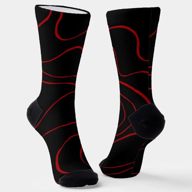 Ebb and Flow 2 in Red and Black Socks (Angled)