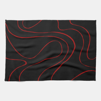 Ebb and Flow 2 in Red and Black Tea Towel