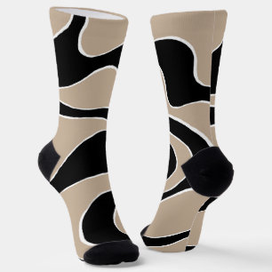 Ebb and Flow 2 in Taupe, Black, and White Socks