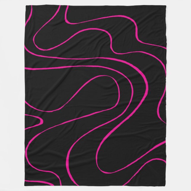 Ebb and Flow 2 - Magenta and Black Fleece Blanket (Front)