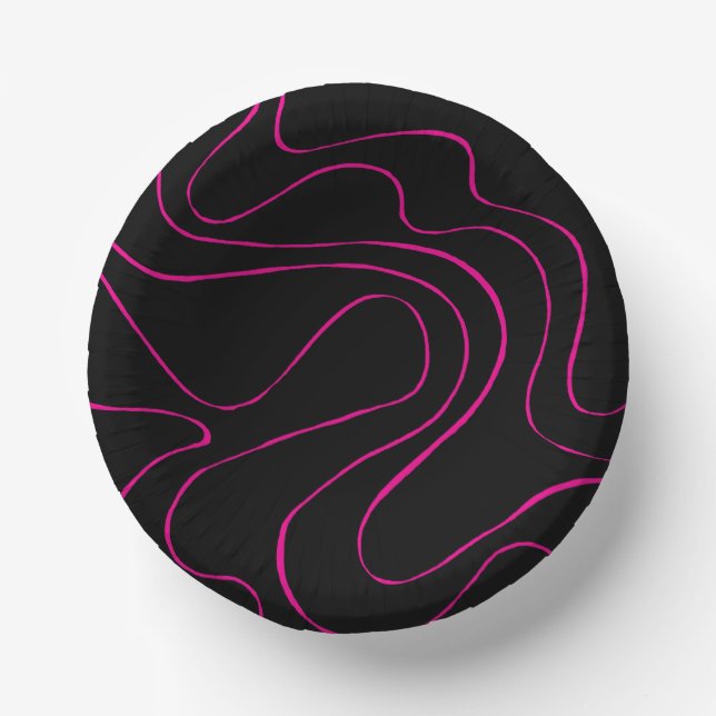 Ebb and Flow 2 - Magenta and Black Paper Plate (Front)