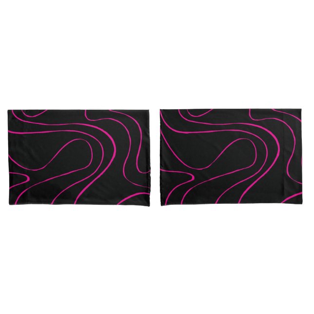 Ebb and Flow 2 - Magenta and Black Pillowcase (Front-Set)