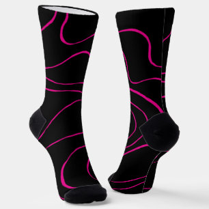 Ebb and Flow 2 - Magenta and Black Throw Pillow Socks