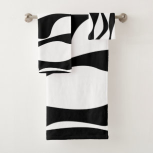 Ebb and Flow 4 - Black and White Bath Towel Set