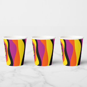 Ebb and Flow 4 - Black, Pink, Orange and Yellow Paper Cups