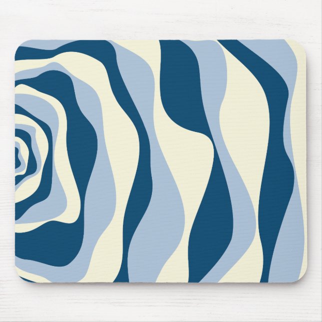 Ebb and Flow 4 - Dark Blue, Light Blue and Cream Mouse Pad (Front)