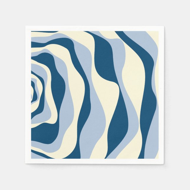 Ebb and Flow 4 - Dark Blue, Light Blue and Cream Napkin (Front)