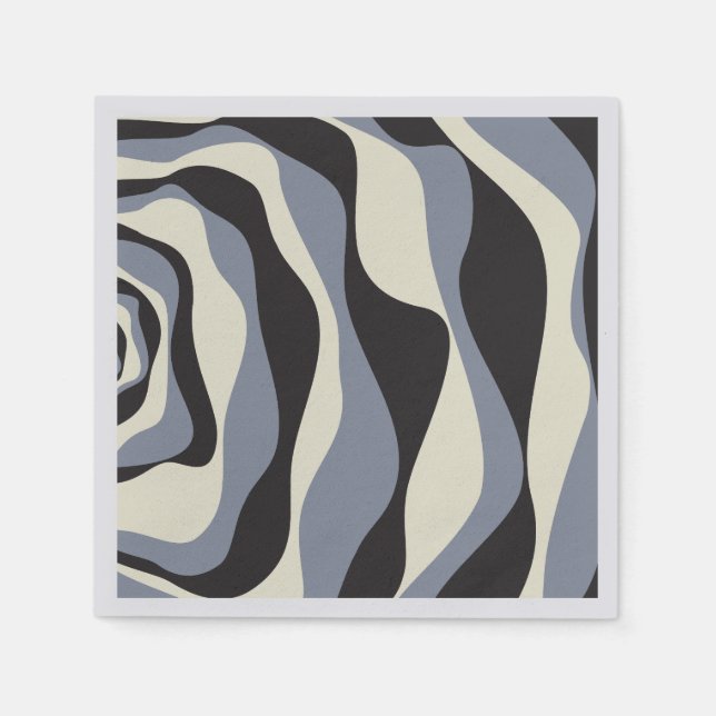 Ebb and Flow 4 in Black, Grey, and Cream  Napkin (Front)