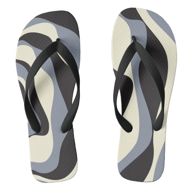 Ebb and Flow 4 in Black, Grey, and Cream  Thongs (Footbed)