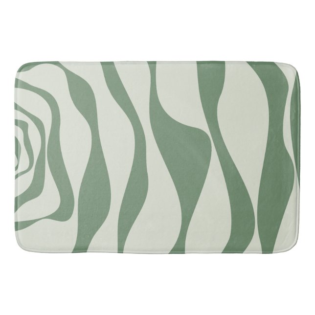 Ebb and Flow 4 in Green  Bath Mat (Front)