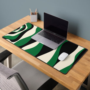 Ebb and Flow 4 in Green, Cream and Black Desk Mat