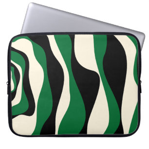 Ebb and Flow 4 in Green, Cream and Black Laptop Sleeve