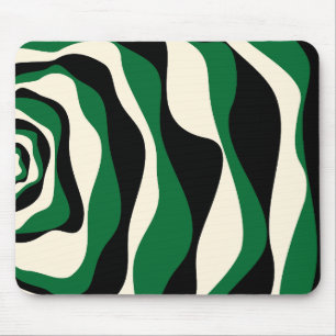 Ebb and Flow 4 in Green, Cream and Black  Mouse Pad