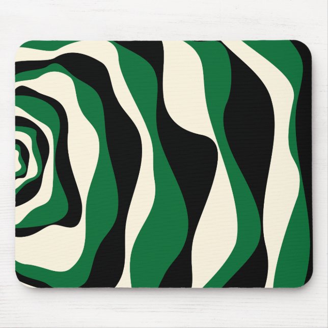 Ebb and Flow 4 in Green, Cream and Black  Mouse Pad (Front)